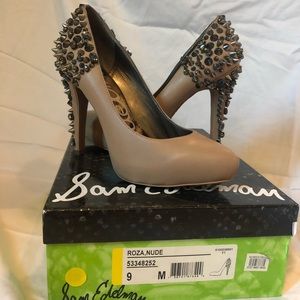 Sam Edelman Nude Studded Platform Heels